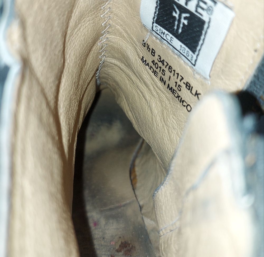 Frye Women Melissa Knotted Short Boots Size 8.5 Black Leather Edge Buckle Strap - Picture 14 of 16